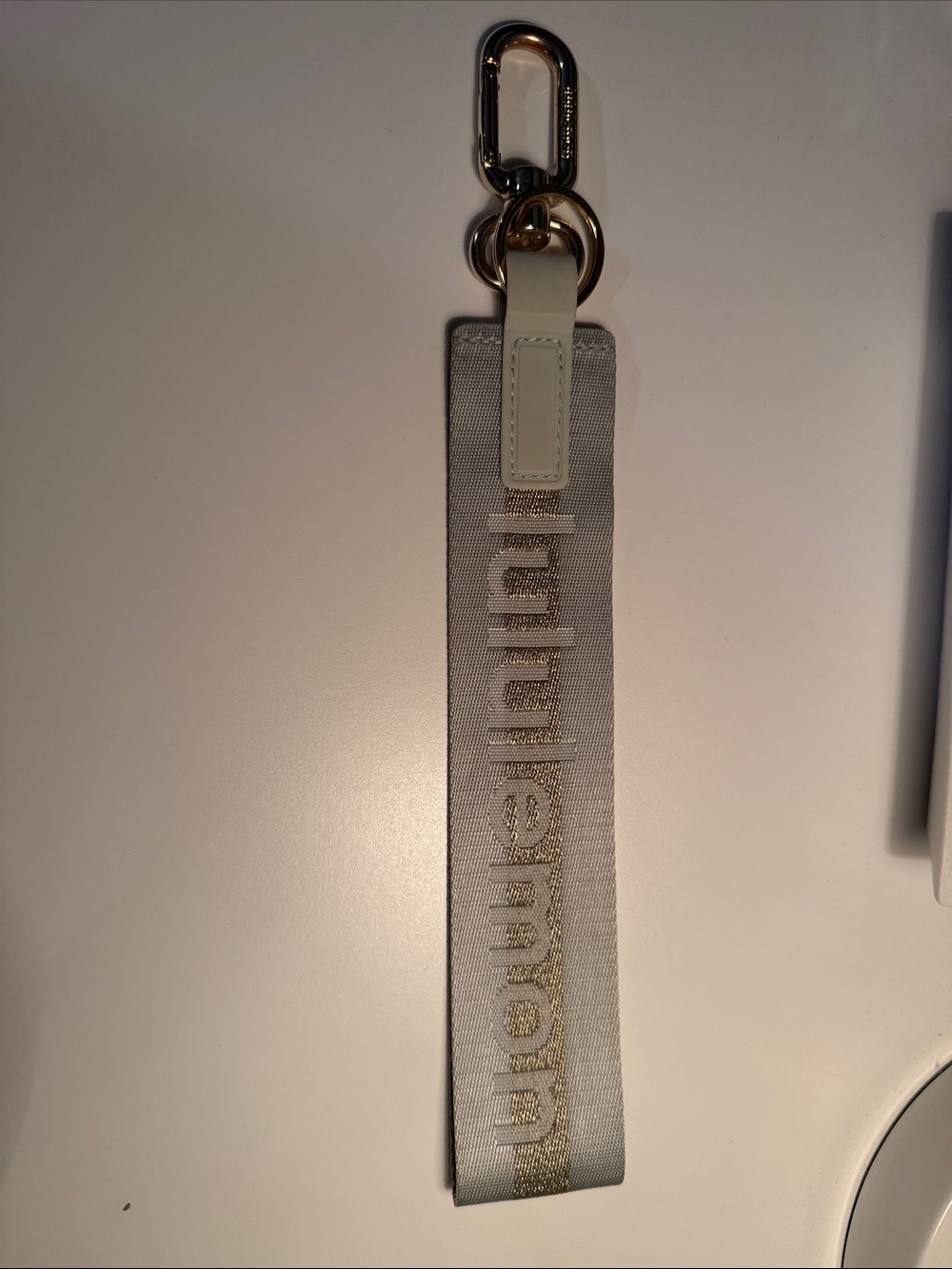 Lululemon Gray Logo Strap Keychain